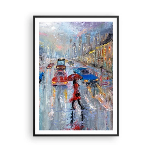 Poster in cornice nera - Pomeriggio di pioggia in città - 70x100 cm