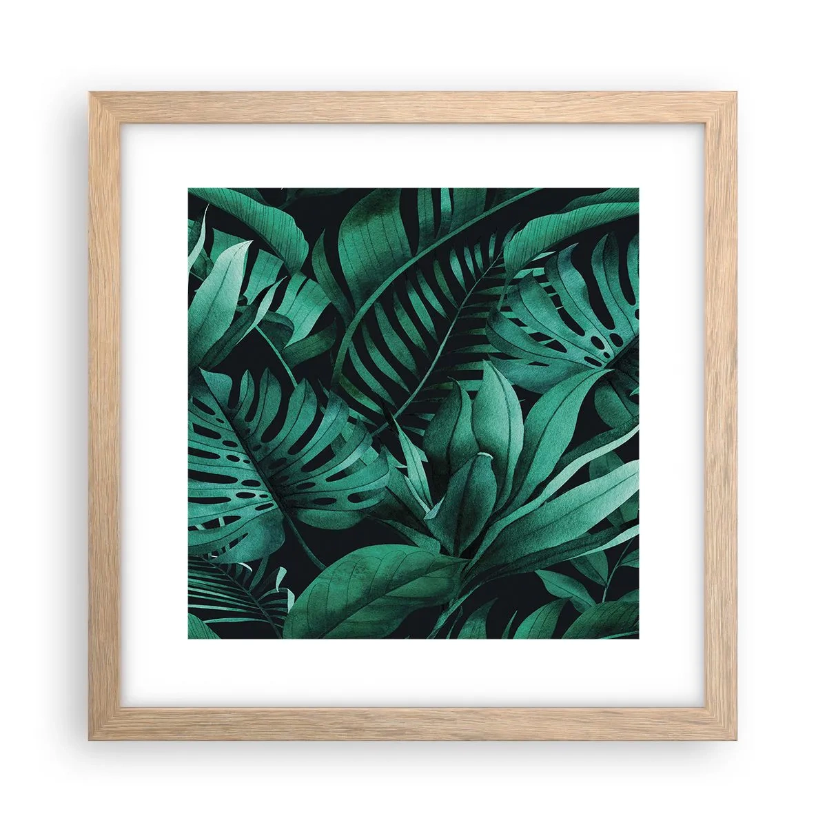 Poster in cornice rovere chiaro - Dal profondo del verde tropicale - 30x30 cm