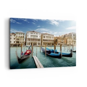 Quadro su tela - Stampe su Tela - Venezia con gondole e palazzi contro il cielo - 100x70cm - Palazzi nel blu - Decorazione murale moderna per soggiorno e camera da letto ARTTOR
