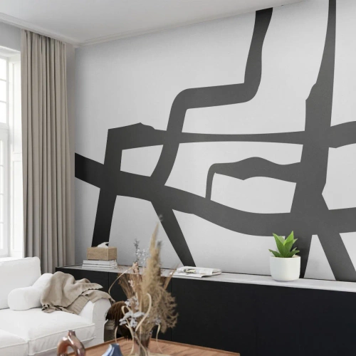 Fotomurali Premium Canvas - Struttura bianca e nera - Linea, Bianco e nero, Astrattismo - 300x210 cm
