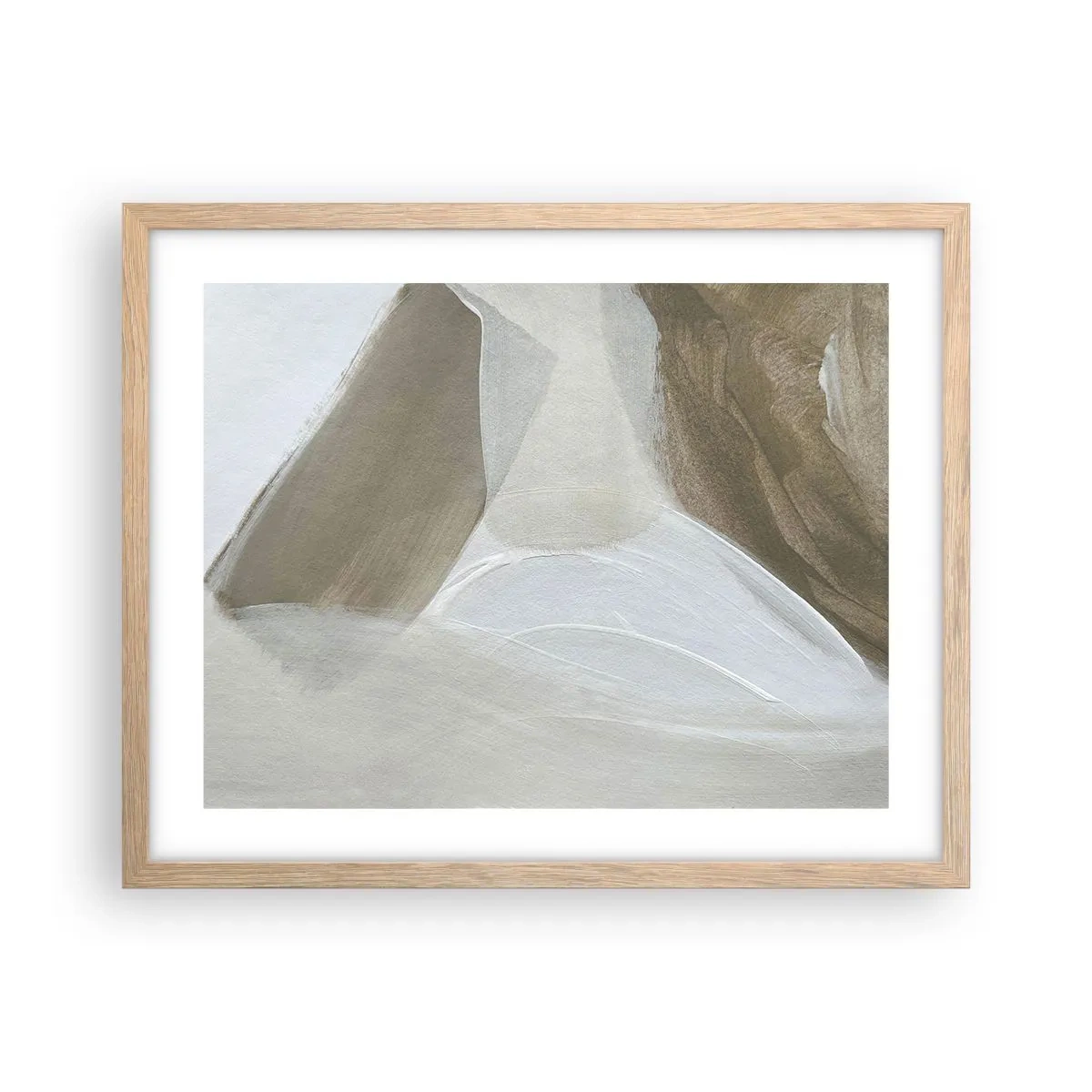 Poster in cornice rovere chiaro - Onda di bianco - 50x40 cm