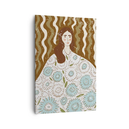 Quadro su tela - Stampe su Tela - Ritratto con abito a fiori - 70x100 cm