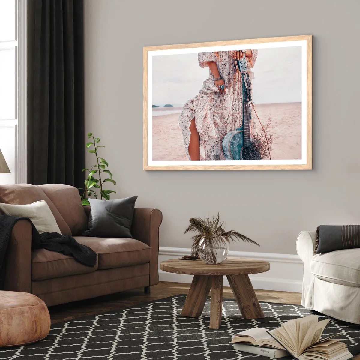 Poster in cornice rovere chiaro - Figli dei fiori in cammino - 100x70 cm