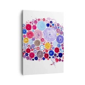 Quadro su tela - Stampe su Tela - Cervello astratto colorato con motivo floreale - 50x70cm - La più perfetta macchina della natura - Decorazione murale moderna per soggiorno e camera da letto ARTTOR