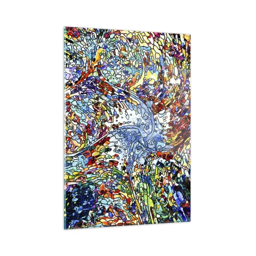 Quadro su vetro - Motivi astratti colorati che ricordano le vetrate colorate - 50x70cm - Vetrate a gocce - Decorazione murale moderna per soggiorno e camera da letto ARTTOR