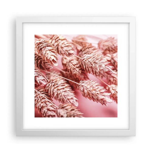 Poster in cornice bianca - Cascata di fiori in rosa - 30x30 cm