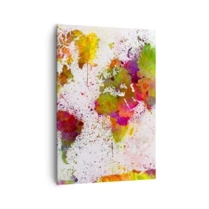 Quadro su tela - Stampe su Tela - Una mappa del mondo colorata in stile astratto - 70x100cm - È successo per caso - Decorazione murale moderna per soggiorno e camera da letto ARTTOR