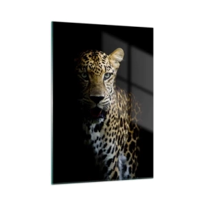 Quadro su vetro - Leone nell'ombra - 50x70cm - Bellezza tenebrosa - Decorazione murale moderna per soggiorno e camera da letto ARTTOR