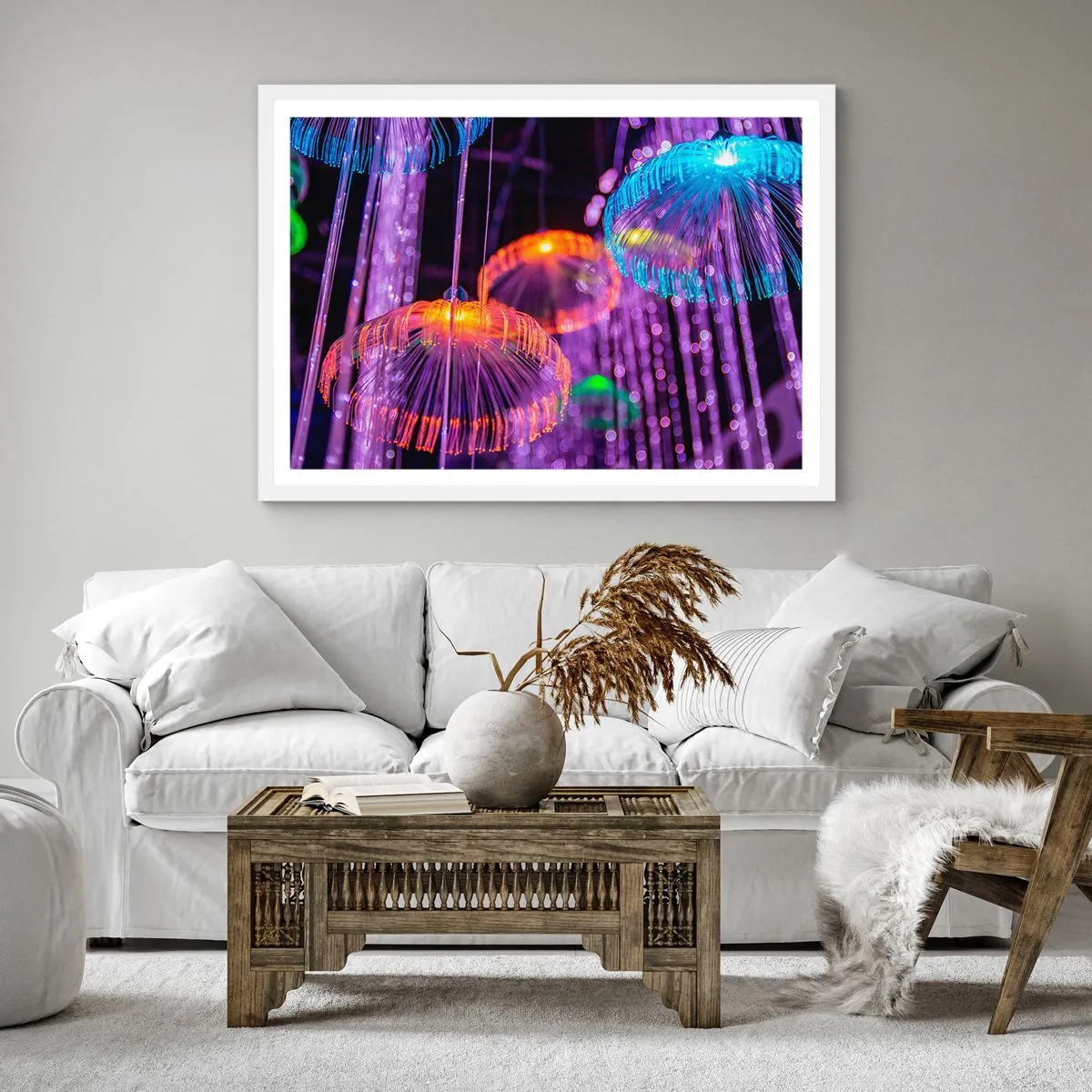 Poster in cornice bianca - Fontane di luce - 50x50 cm