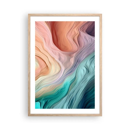 Poster in cornice rovere chiaro - Onda arcobaleno - 50x70 cm