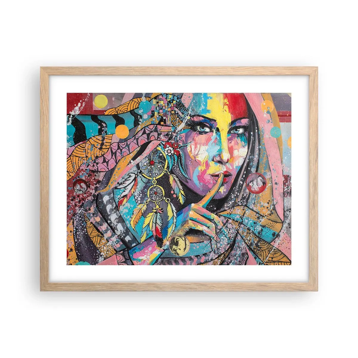 Poster in cornice rovere chiaro - Taci, finché capirai - 50x40 cm