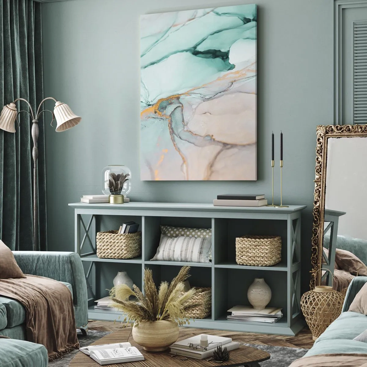 Quadro su tela - Stampe su Tela - Danza di forme e colori - 65x120 cm