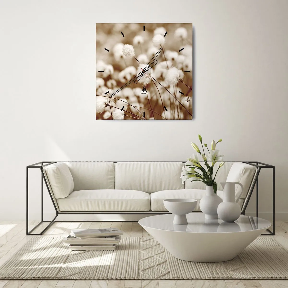 Orologio da parete - Orologio in Vetro - Campo di morbidezza - 40x40 cm