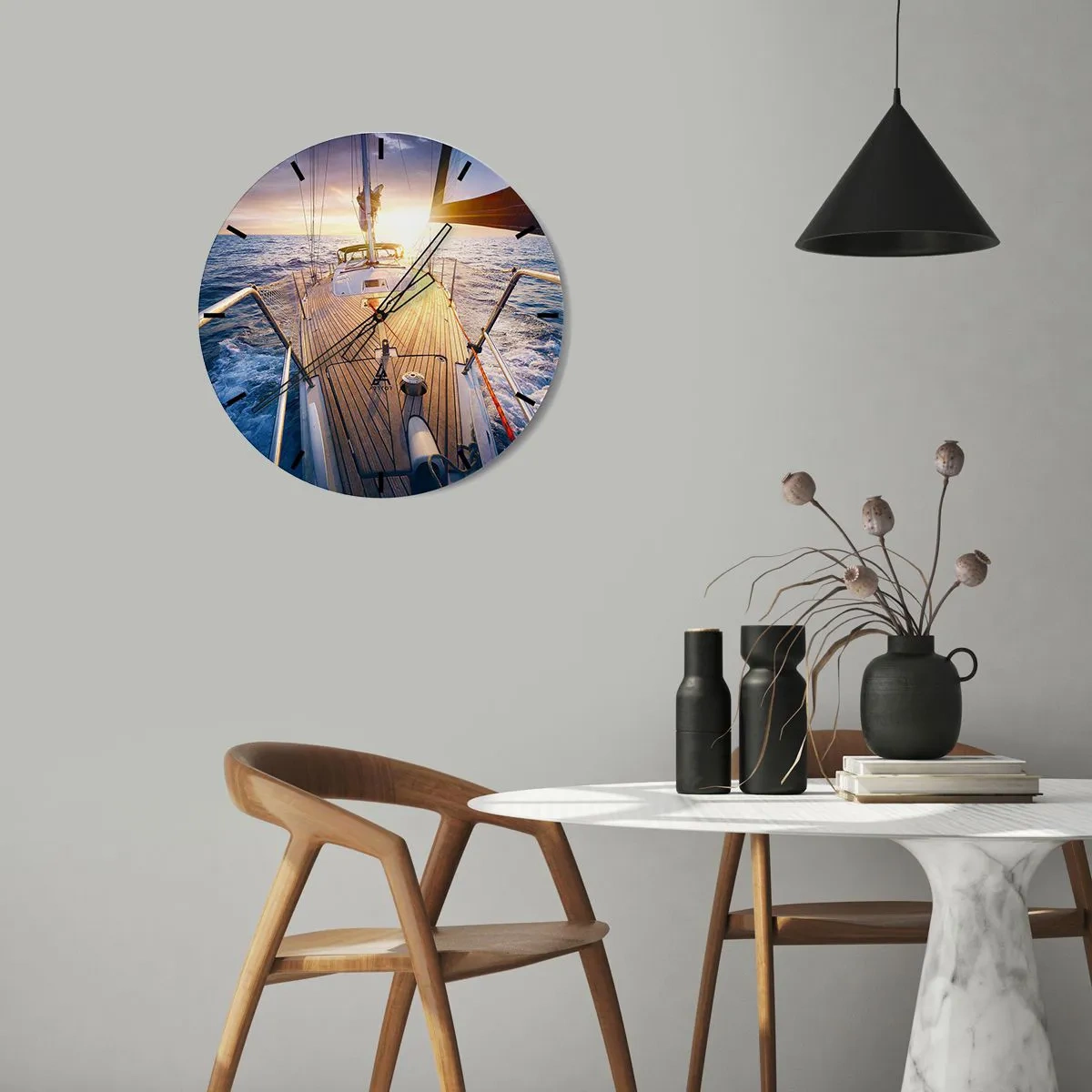 Orologio da parete - Orologio in Vetro - Correndo sulle onde - 30x30 cm