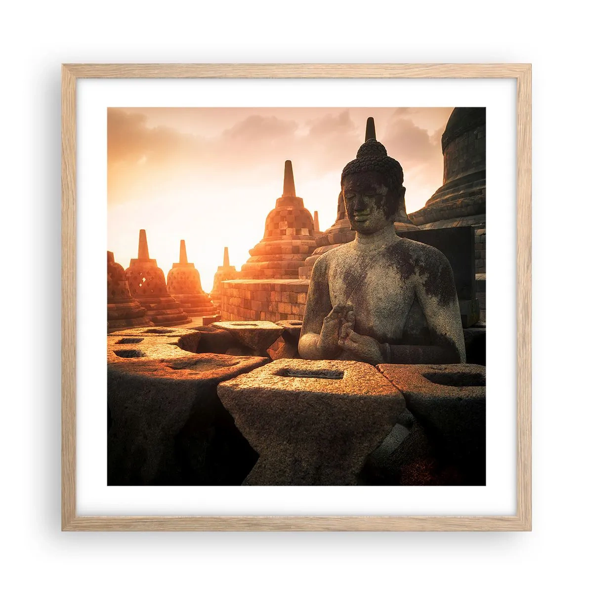 Poster in cornice rovere chiaro - La pagoda della grande saggezza - 50x50 cm