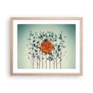 Poster in cornice rovere chiaro - Sole giapponese - 50x40 cm