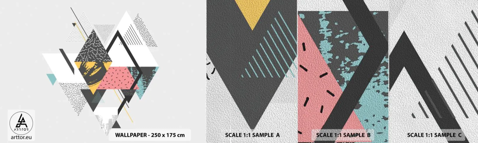 Campione di Fotomurale Premium Sand - Variazione con triangoli e rombi - Astrazione, Pezzo, triangoli - 100x30 cm