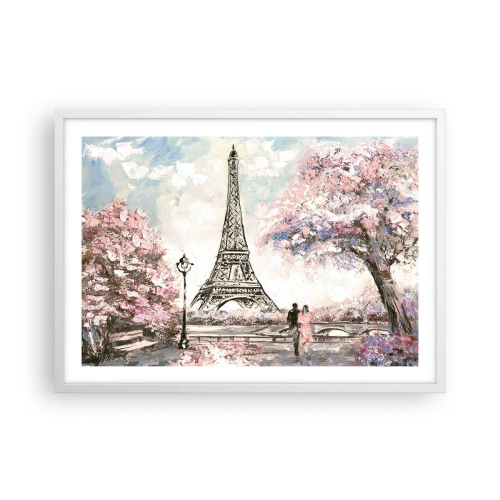 Poster in cornice bianca - Passeggiata a Parigi in aprile - 70x50 cm