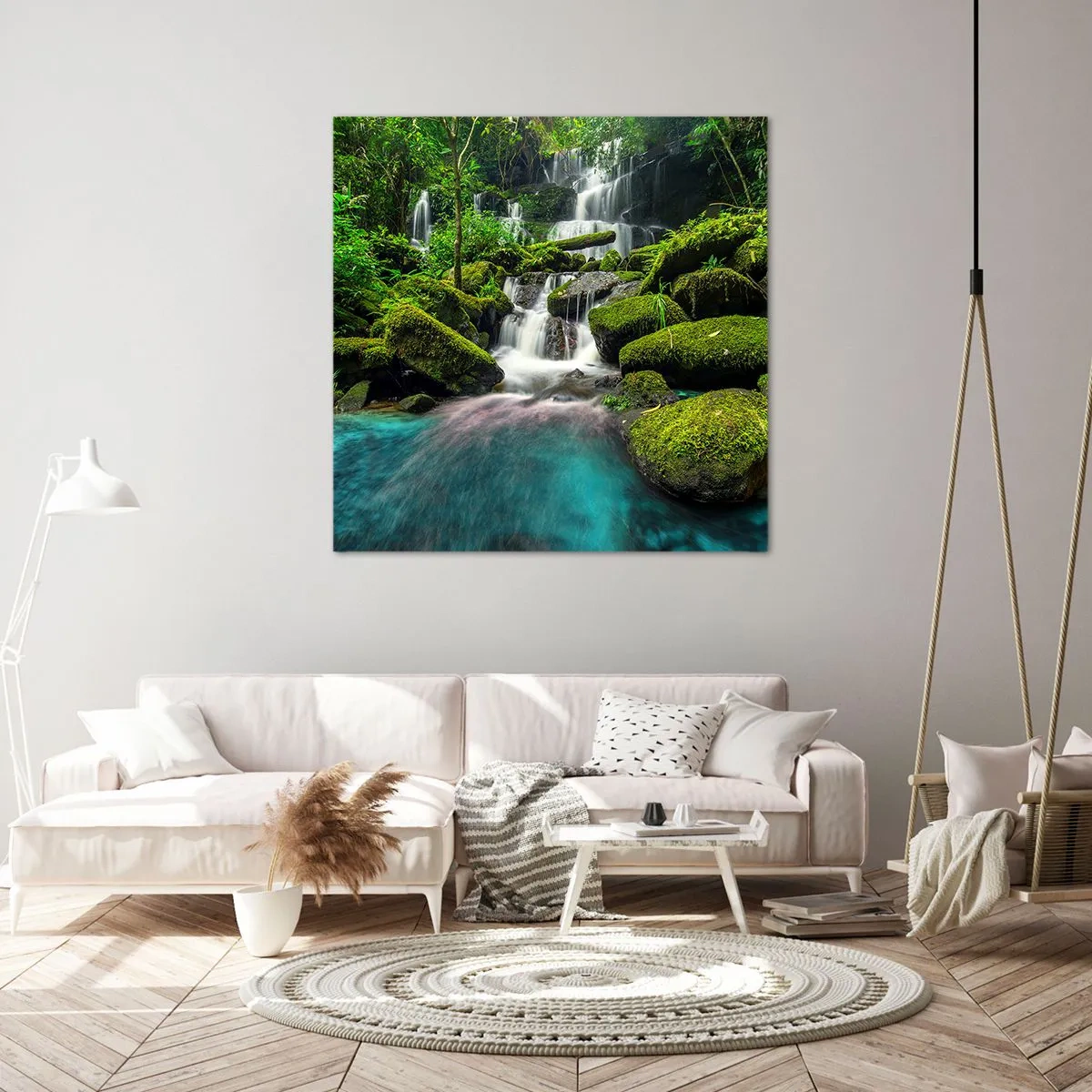 Quadro su tela - Stampe su Tela - Turchese, zaffiro e argento liquido - 30x30 cm