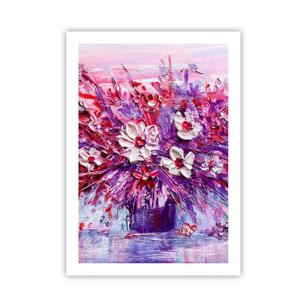 Poster - Un mazzo di fiori nei toni del rosa, viola e bianco - 50x70cm - Innocenza e passione - Decorazione murale moderna per soggiorno e camera da letto ARTTOR