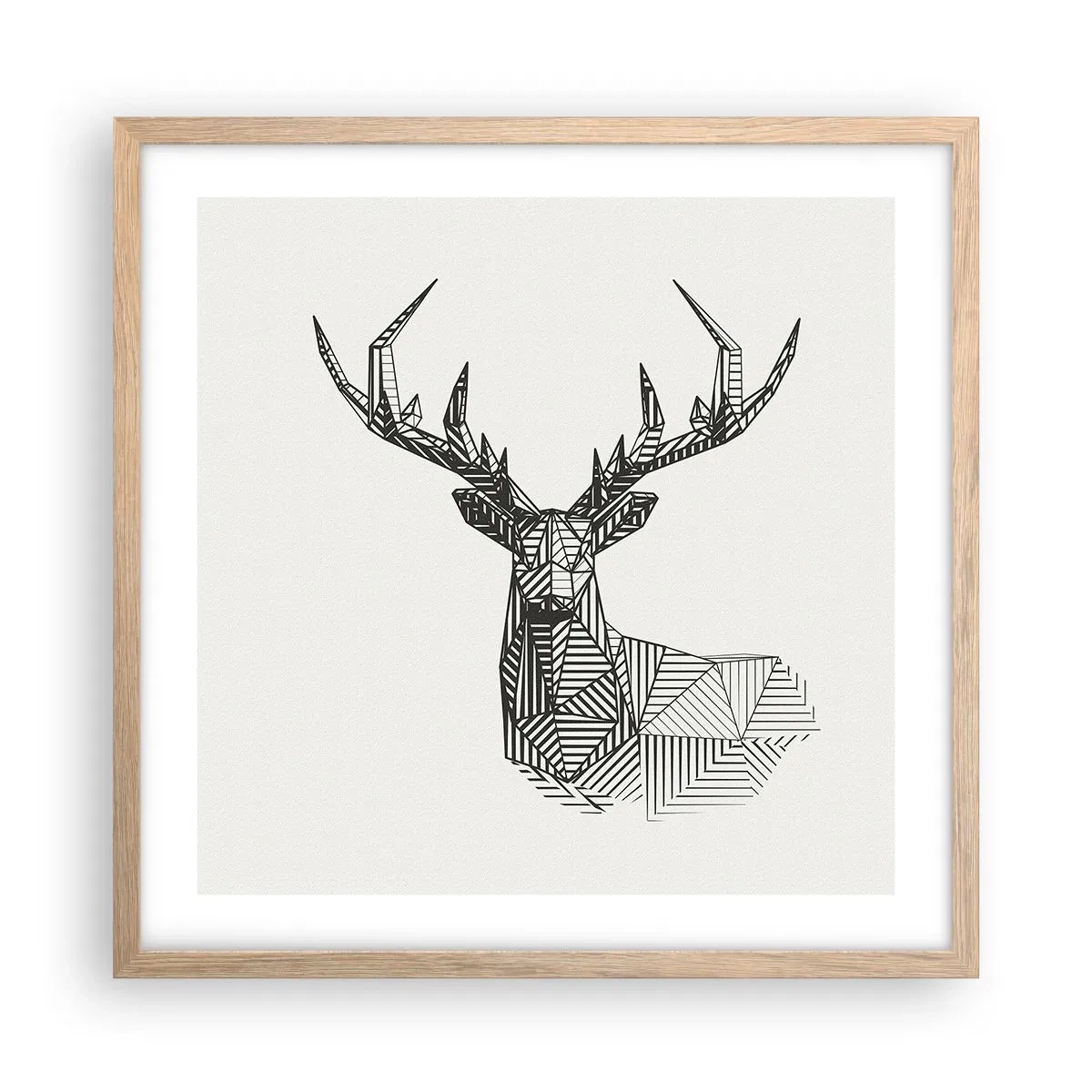 Poster in cornice rovere chiaro - Cervo in stile cubista - 50x50 cm