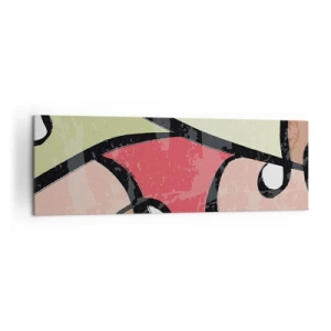 Quadro su tela - Stampe su Tela - Forme astratte colorate con linee nere - 160x50cm - Piroette tra i colori - Decorazione murale moderna per soggiorno e camera da letto ARTTOR