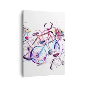 Quadro su tela - Stampe su Tela - Biciclette colorate in stile acquerello artistico - 50x70cm - La riunione del club Antimoto - Decorazione murale moderna per soggiorno e camera da letto ARTTOR