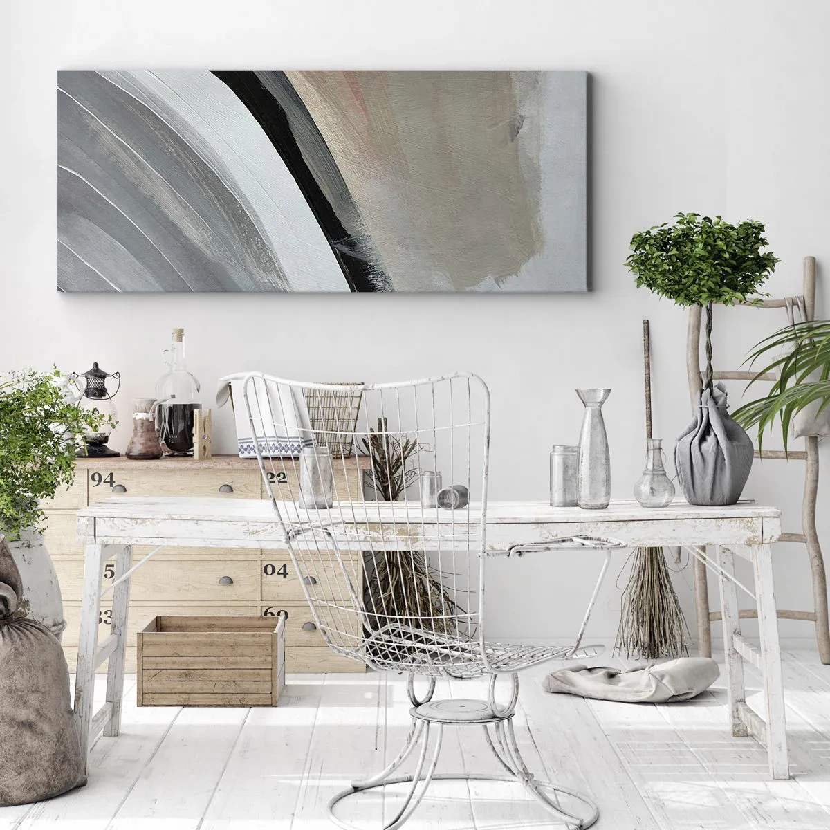 Quadro su tela - Stampe su Tela - Composizione: arco di nero e grigio - 100x40 cm