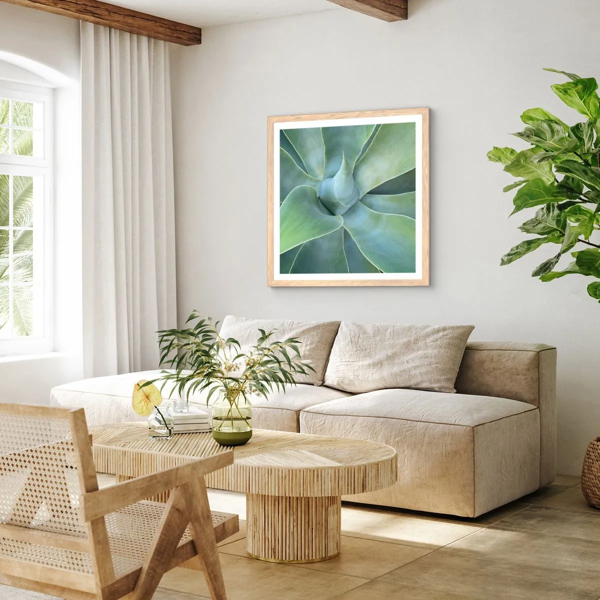 Poster in cornice rovere chiaro - La nascita del verde - 50x50 cm