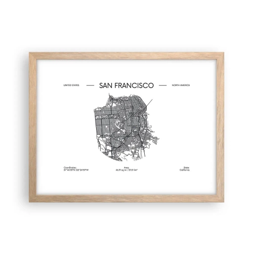 Poster in cornice rovere chiaro - Anatomia di San Francisco - 40x30 cm