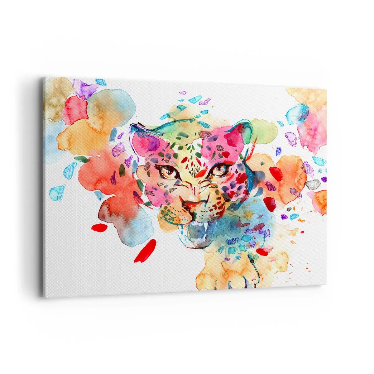 Quadro su tela - Stampe su Tela - Ritratto astratto di un leopardo dai colori intensi - 100x70cm - La bella e la bestia - Decorazione murale moderna per soggiorno e camera da letto ARTTOR