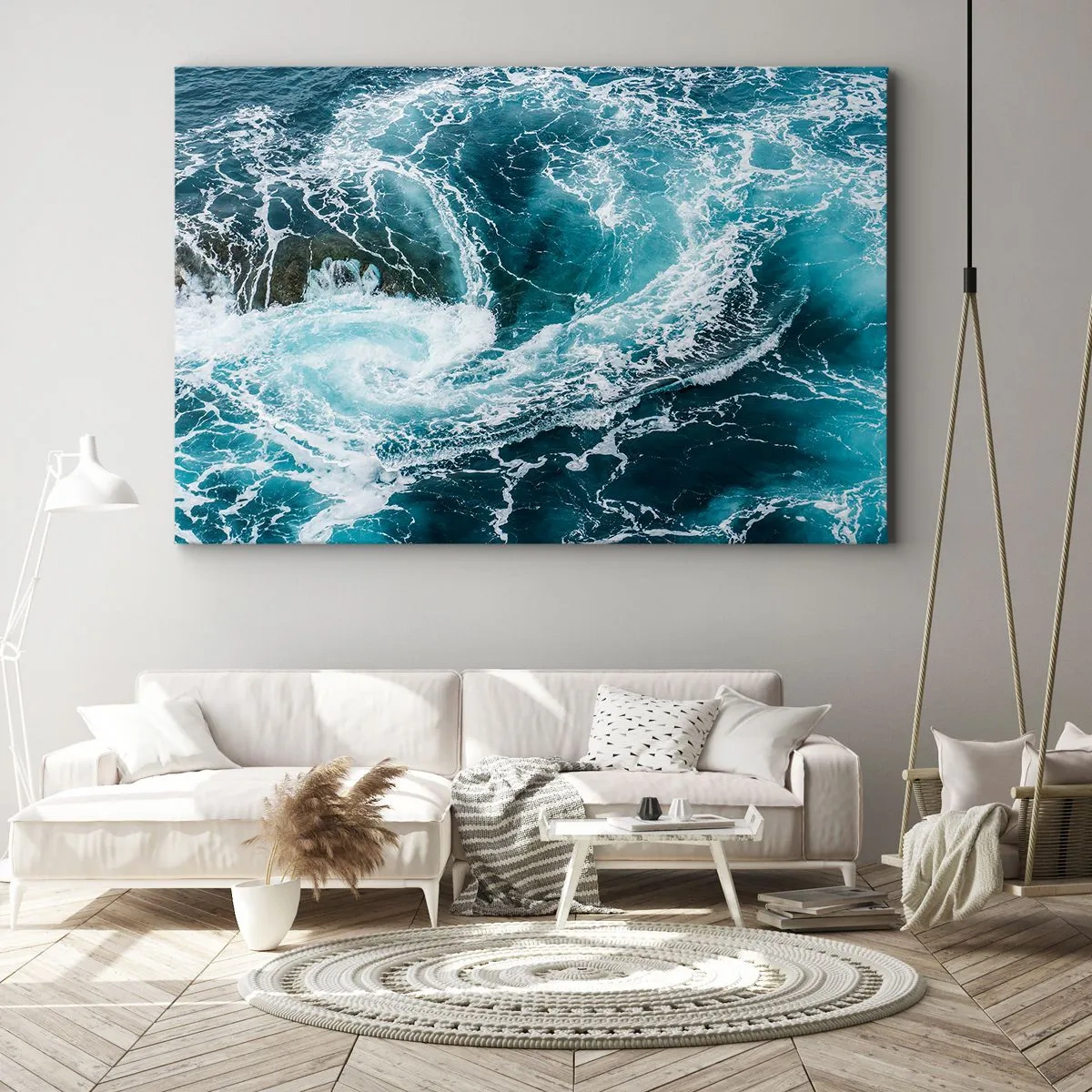 Quadro su tela - Stampe su Tela - Vortice oceanico dinamico - 120x80cm - La porta verso il centro della Terra - Decorazione murale moderna per soggiorno e camera da letto ARTTOR