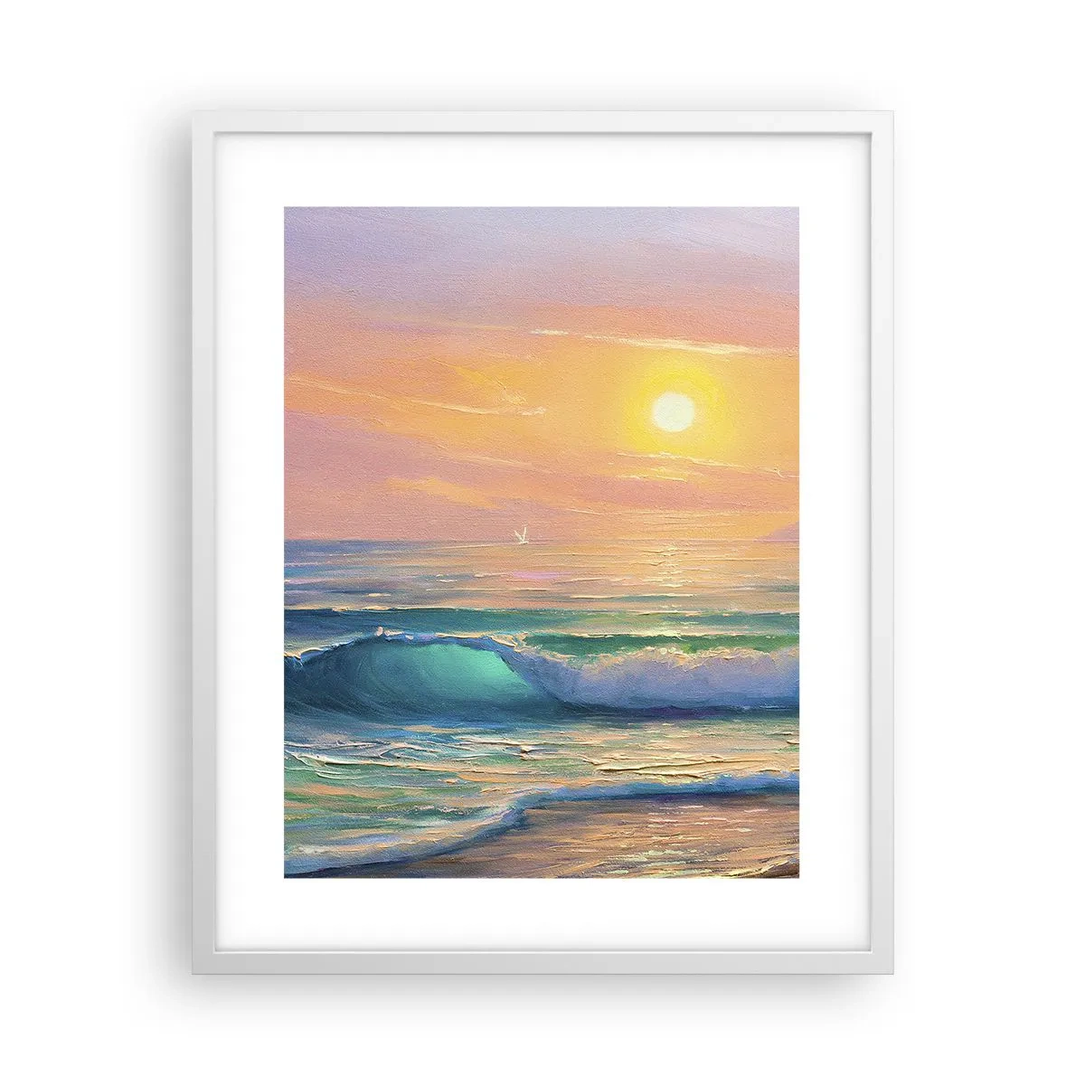 Poster in cornice bianca - Il canto turchese delle onde - 40x50 cm