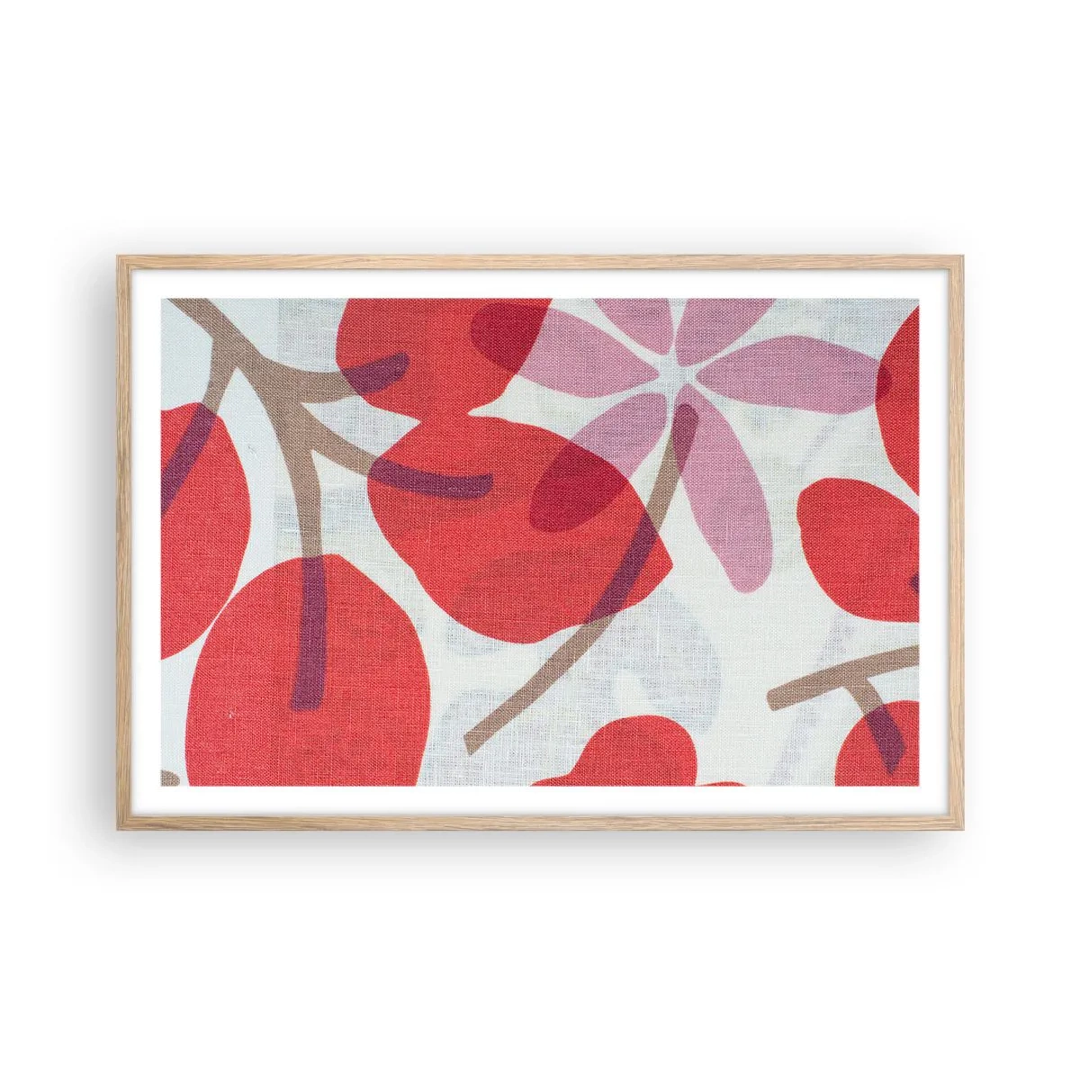 Poster in cornice rovere chiaro - Composizione di fiori in rosa - 91x61 cm