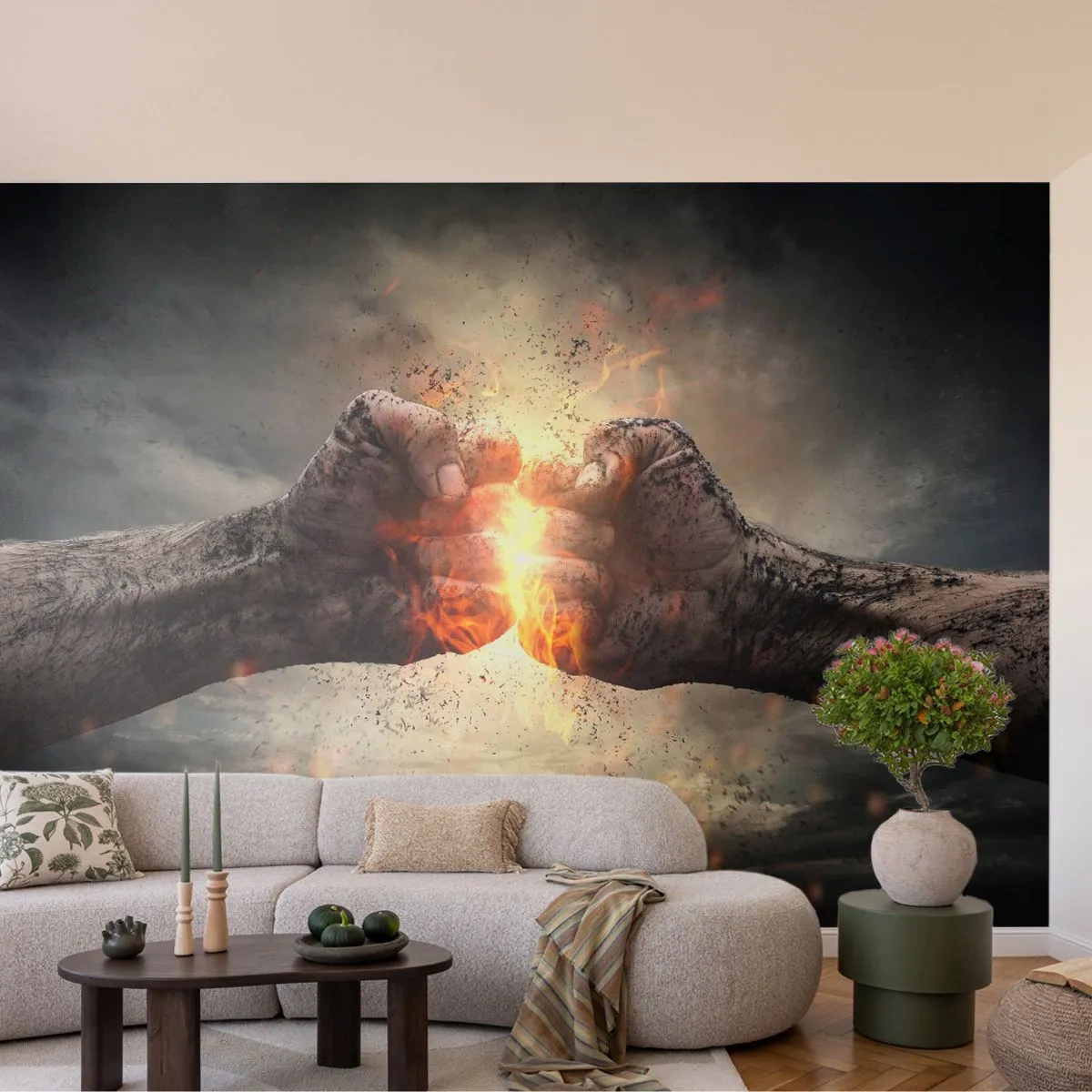 Fotomurali Standard Eco - Pronto alla battaglia - Astrazione, Mano serrata, Forza - 400x280 cm