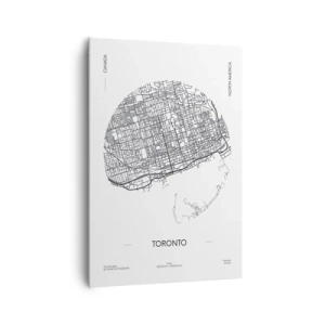 Quadro su tela - Stampe su Tela - Una mappa di Toronto in stile minimalista in bianco e nero - 70x100cm - Anatomia di Toronto - Decorazione murale moderna per soggiorno e camera da letto ARTTOR