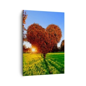 Quadro su tela - Stampe su Tela - Un albero a forma di cuore in uno scenario autunnale - 50x70cm - Come non amare l'autunno - Decorazione murale moderna per soggiorno e camera da letto ARTTOR