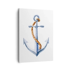 Quadro su tela - Stampe su Tela - Ancora con corda in stile acquerello - 50x70cm - Benvenuta avventura! - Decorazione murale moderna per soggiorno e camera da letto ARTTOR