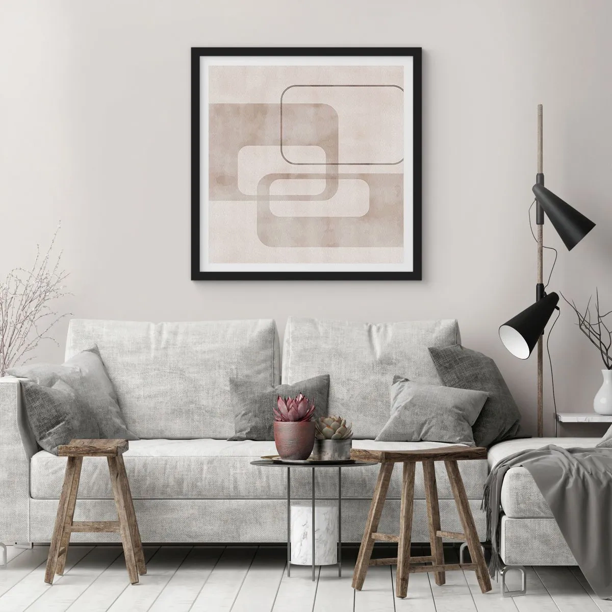 Poster in cornice nera - Giunti geometrici - 30x30 cm