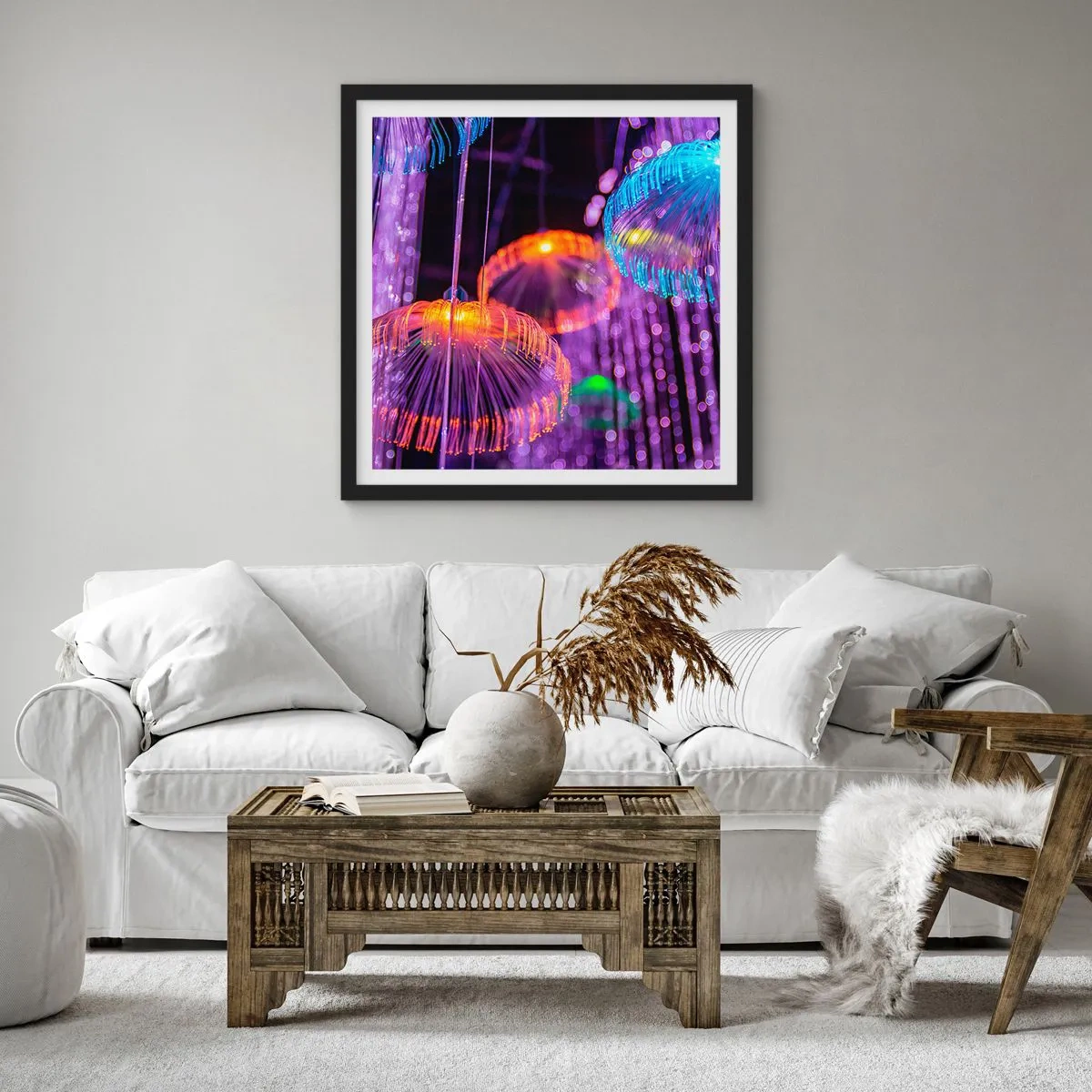 Poster in cornice nera - Fontane di luce - 50x50 cm