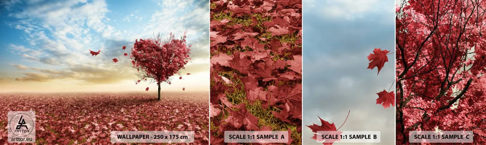 Campione Di Fotomurale Standard Eco - Ama questo autunno - Paesaggio, Grafica, Albero - 100x30 cm