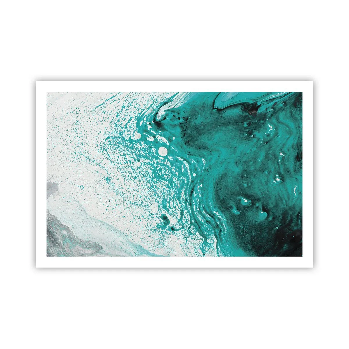 Poster - Sciogliendosi nel bianco e nel turchese - 91x61 cm