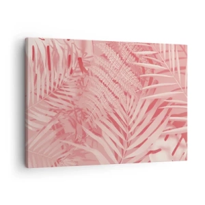 Quadro su tela - Stampe su Tela - Foglie tropicali rosa in uno stile delicato e minimalista - 70x50cm - Concetto rosa - Decorazione murale moderna per soggiorno e camera da letto ARTTOR