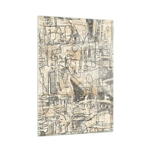 Quadro su vetro - Una struttura astratta complessa con motivi geometrici e abbozzati. - 50x70cm - In attesa di essere decifrato - Decorazione murale moderna per soggiorno e camera da letto ARTTOR