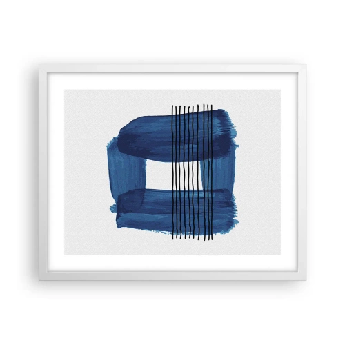 Poster in cornice bianca - Composizione blu e nera - 50x40 cm