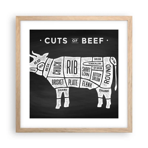 Poster in cornice rovere chiaro - Il sillabario del macellaio - 40x40 cm