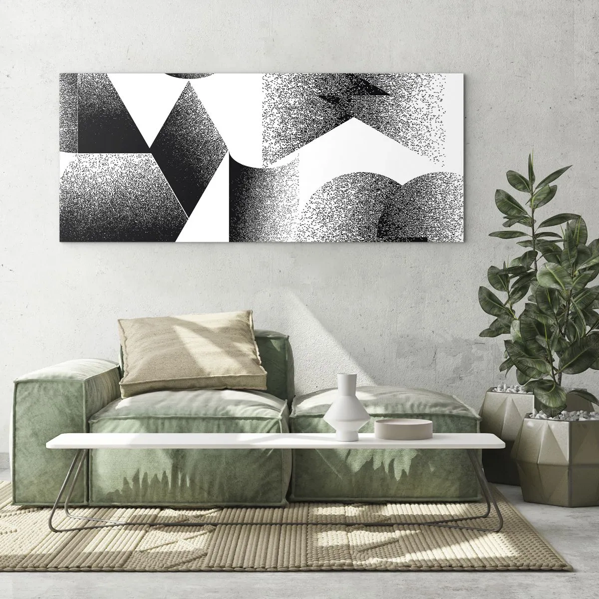 Quadro su vetro - Geometria composta da angoli e forme ovali - 160x50cm - Angoli e ovali - Decorazione murale moderna per soggiorno e camera da letto ARTTOR