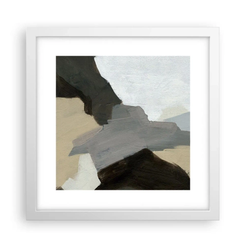 Poster in cornice bianca - Astrazione: il crocevia del grigio - 30x30 cm