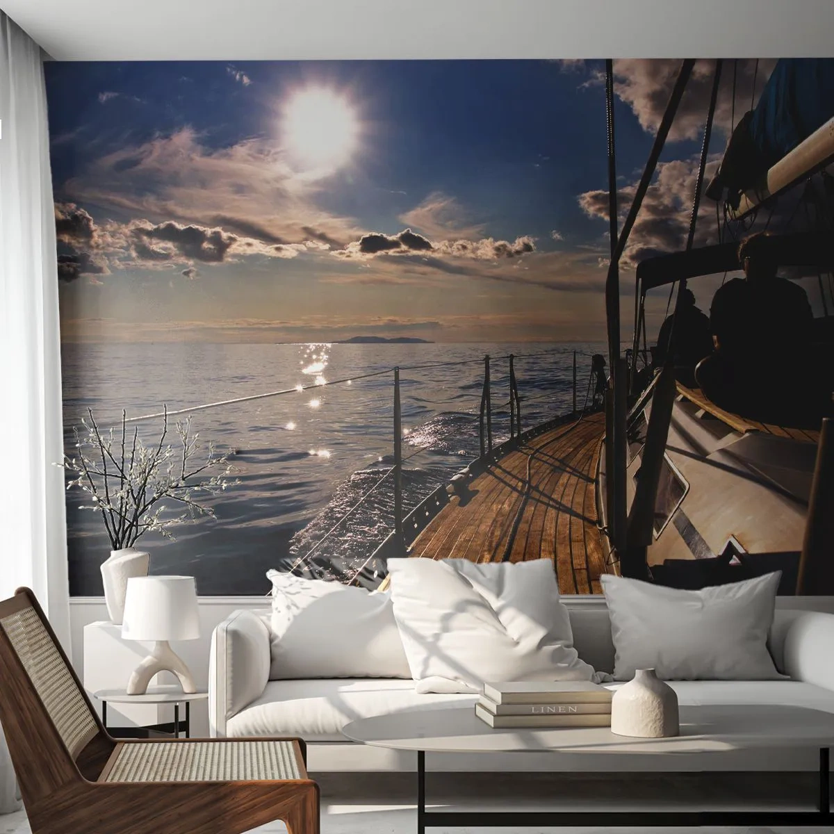 Fotomurali Premium Canvas - A vele spiegate verso il sole - Nautico, Yacht, Mare - 250x175 cm