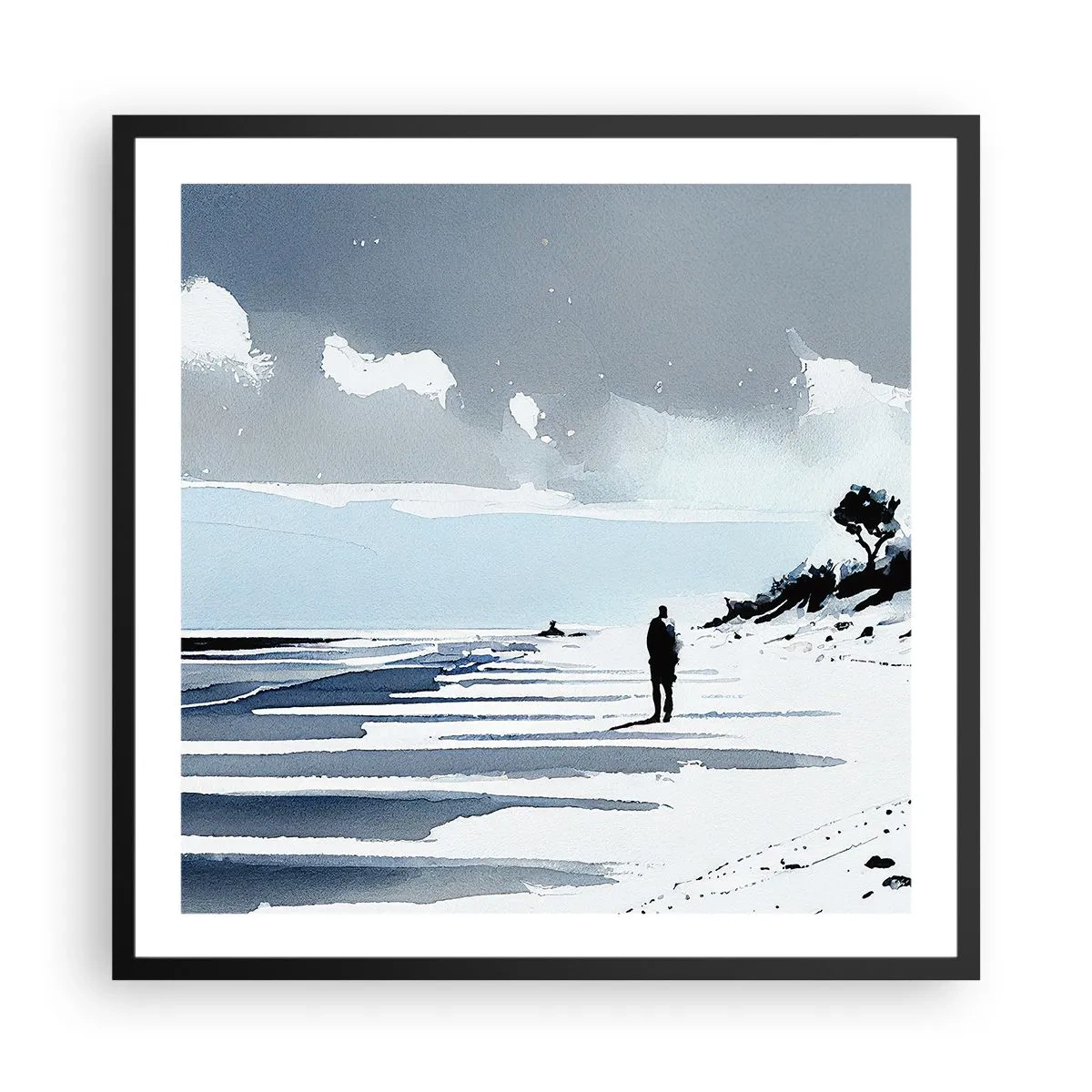 Poster in cornice nera - Solo con se stesso - 60x60 cm